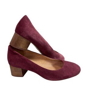 Madewell Ella Suede Pump in Dark Merlot Block Heel $128 Size 7